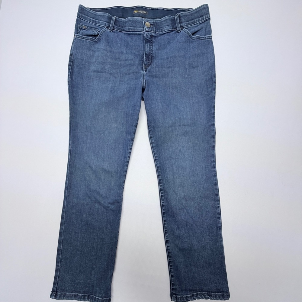 Lee Plus Flex Motion Regular Fit Straight Leg Mid Rise Blue Jeans 20W Medium